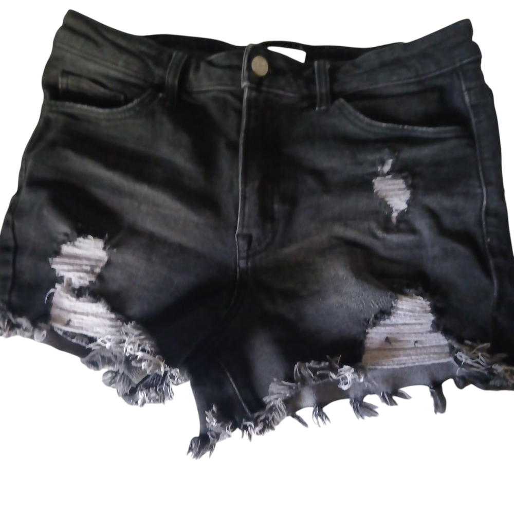 Stylish Black Distressed Denim Shorts